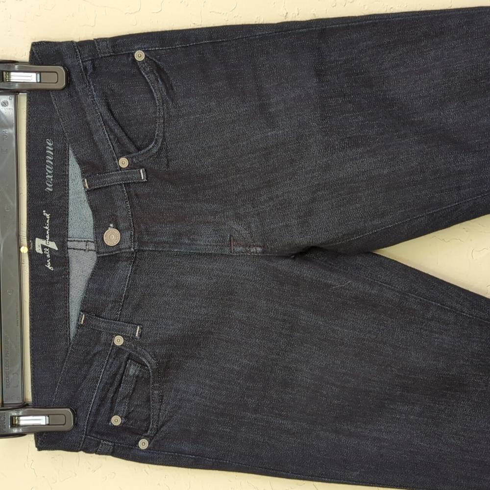7 For All Mankind Roxanne Dark Blue Mid Rise Skinny Jeans - Picture 3 of 10